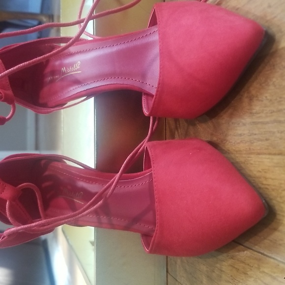 ❤Sexy Red Pointed Toe Lace up Heels Size 10 - Picture 9 of 10